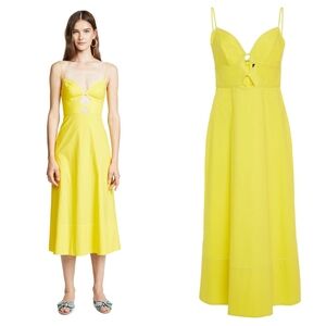 SALONI Jana Cutout Midi Dress In Yellow, Size 4, Strappy Midi Dress